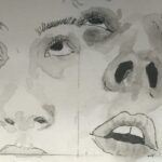illustration on napkin of two faces
